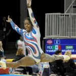 Yamilet Peña gimnasta dominicana entrenamiento salto del caballo.